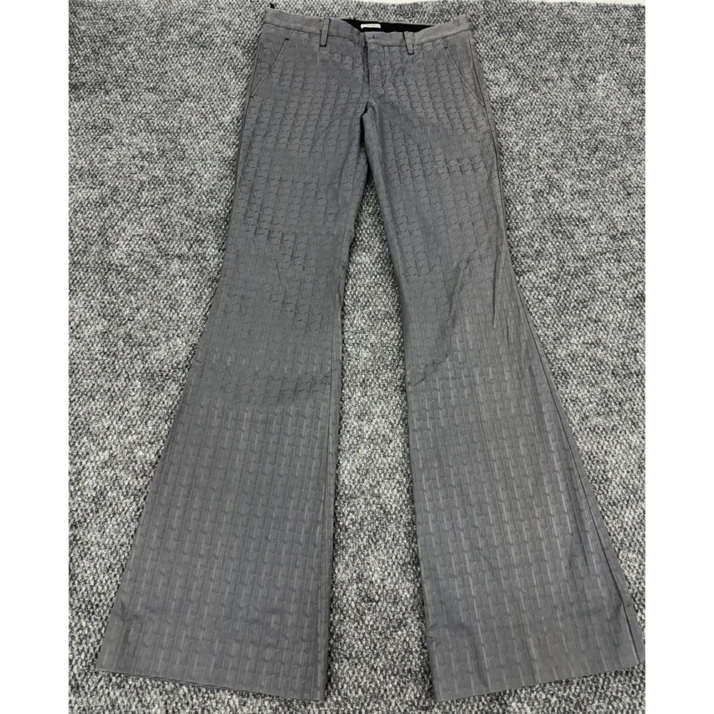 Miu Miu Women's 40 Gray Flared Trouser Dress Pants Slacks Geometric Italy